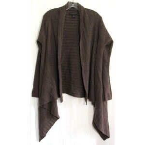 Elena Solano Brown 2 Ply Cashmere Striped Long Sleeve Cardigan Size Large EUC